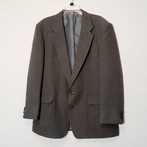 Men's HAGGAR Gray Blazer, Sports Jacket with Gold, Crest Buttons; Size 46